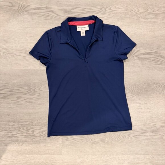 Tommy Bahama Golf Women’s Short Sleeve Zip Polo Shirt Size S Navy Blue EUC - Picture 1 of 4